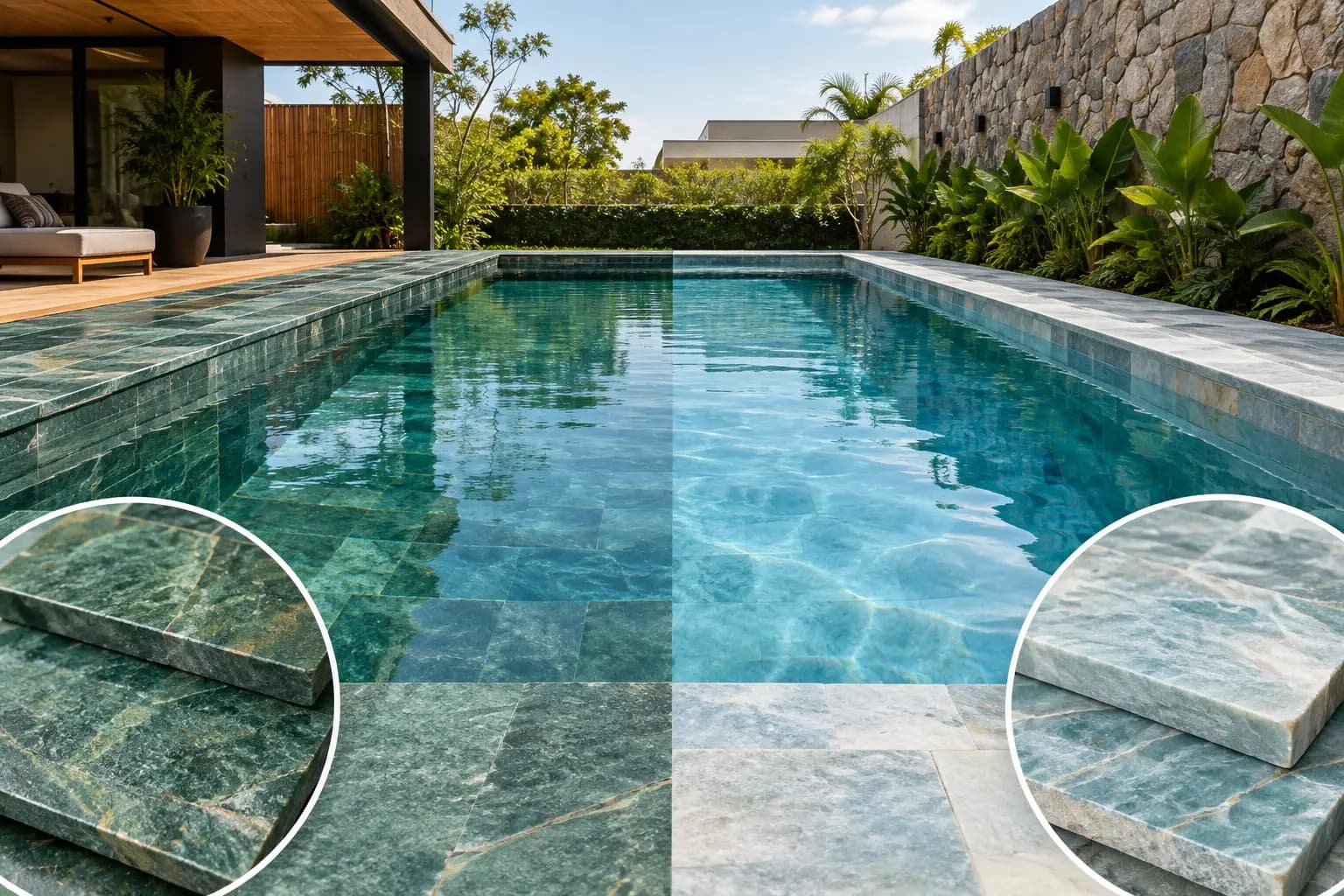 Coloco pedra Hijau ou Água-Marinha na piscina?