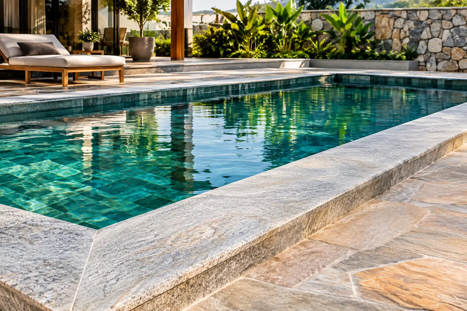 Borda de piscina em pedra natural: qual cor escolher?