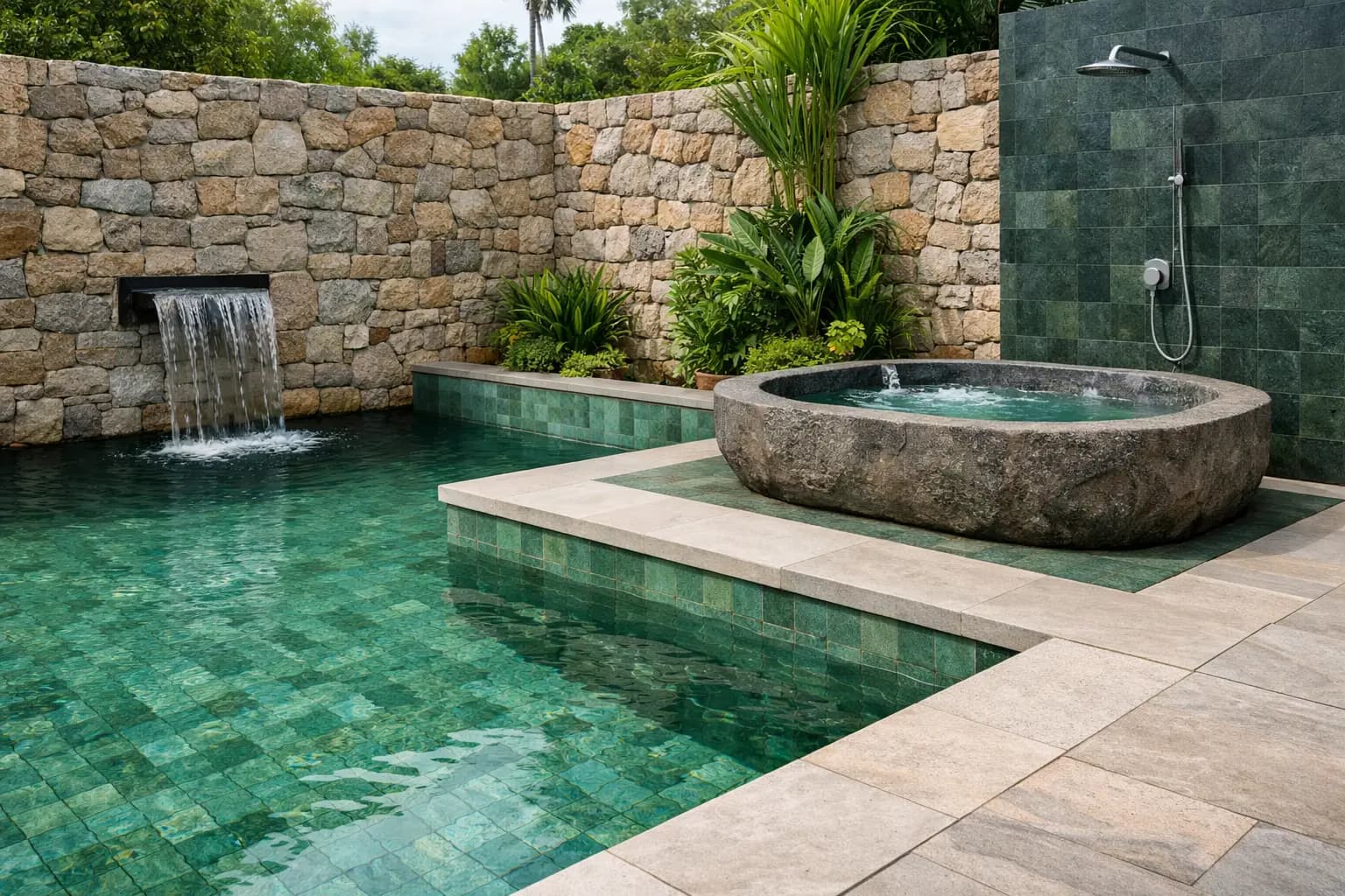 Como instalar pedra hijau em piscinas e paredes